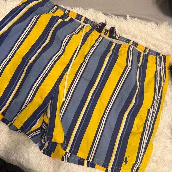 Ralph Lauren Polo Sport  Striped Blue and Yellow swim trunks - Picture 3 of 9